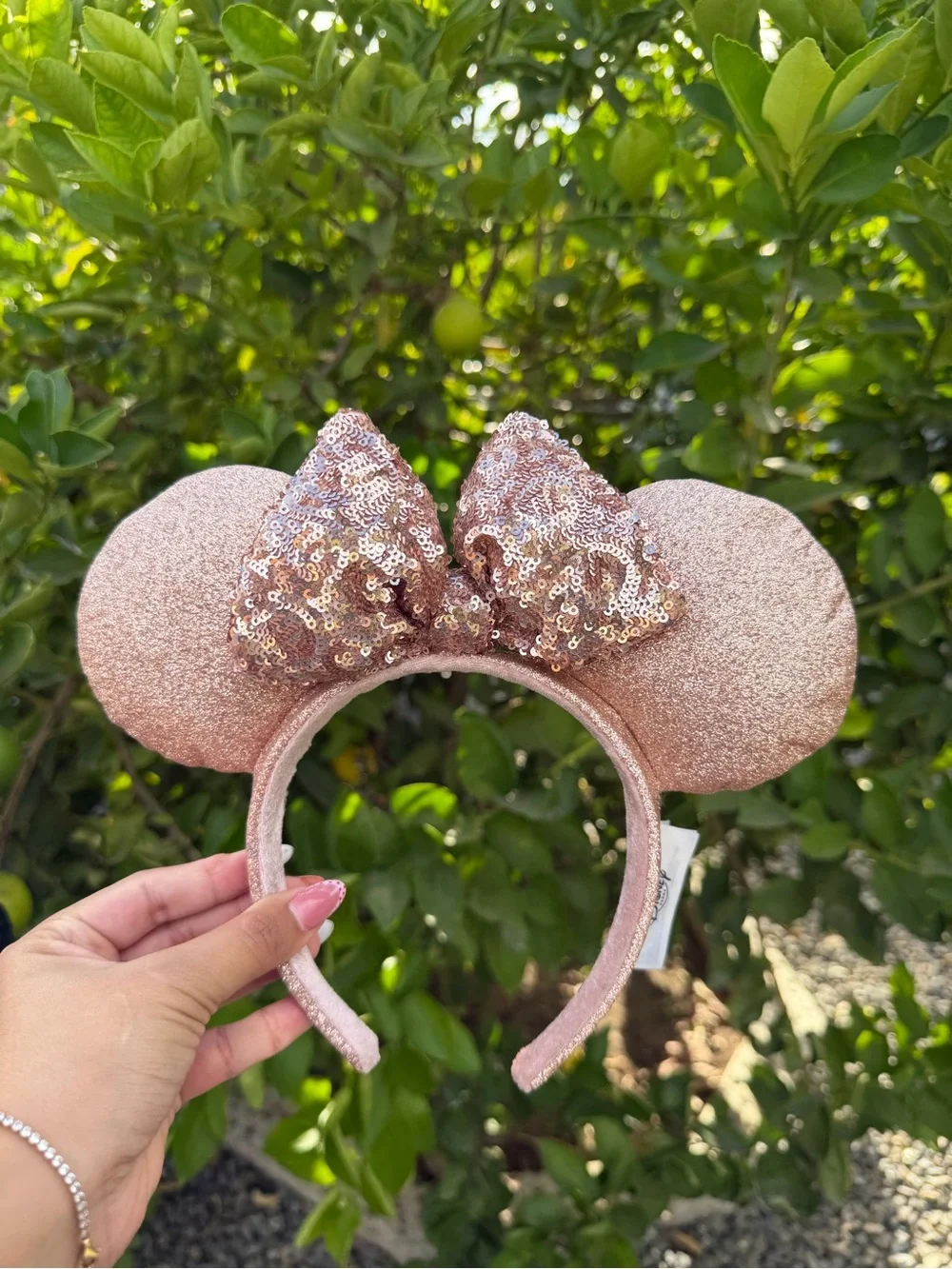 Rose Gold Sequin Minnie Ears Headband